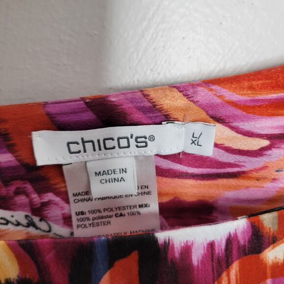 Chicos Womens Batwing Loose Boho Top Size Large XL Colorful Flowy Animal Print - Picture 2 of 9